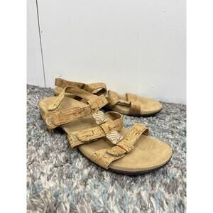 Vionic Sandals Womens Size 9 Amber Ankle Strap Cutouts Gems Comfort Tan